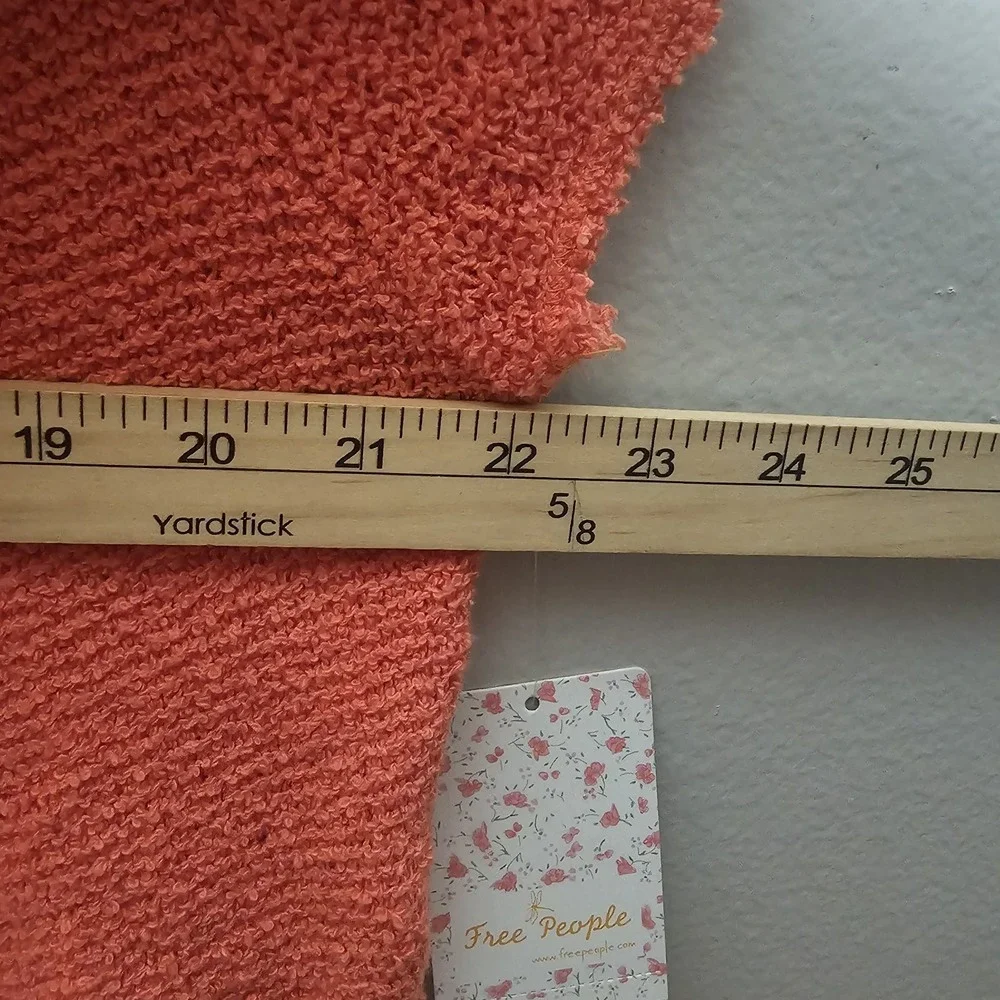 Free People Medium Oversized Cropped Coral‎ Open Knit Sweater Top Frayed Sleeves